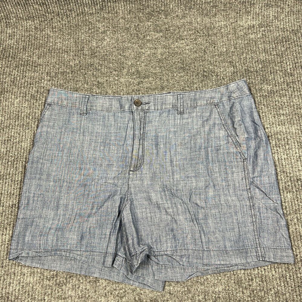A New Day Shorts Womens 16 Blue High Rise Cotton Chino Casual Comfort Belt Loops
